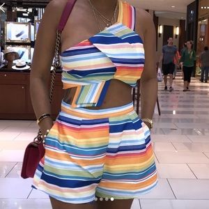 NEW Nasty Gal Striped Two Piece Short Set, Size S